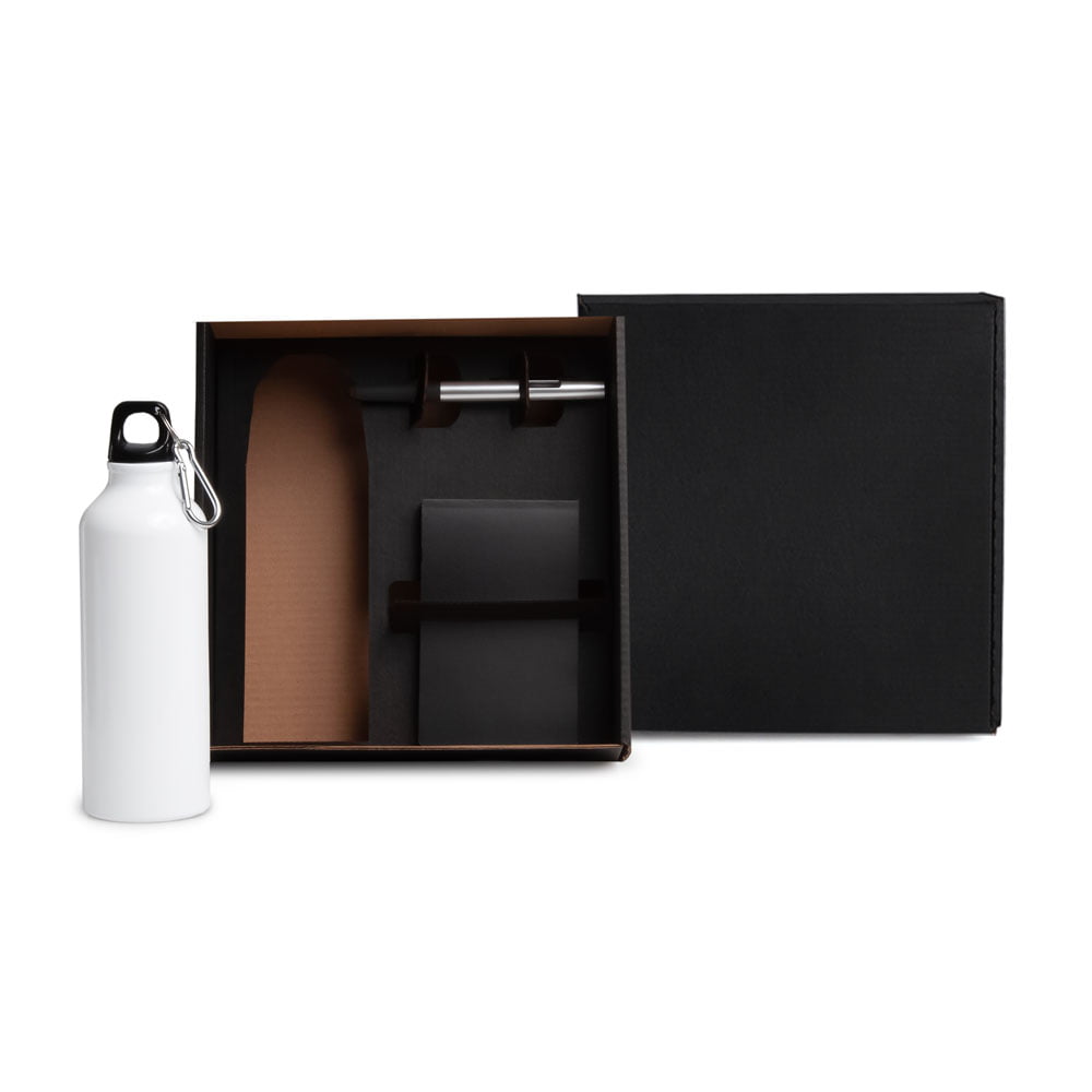 Kit Boas Vindas Personalizado Squeeze, Caneta e Bloco SMKT-90352-BV Brinde Personalizado
