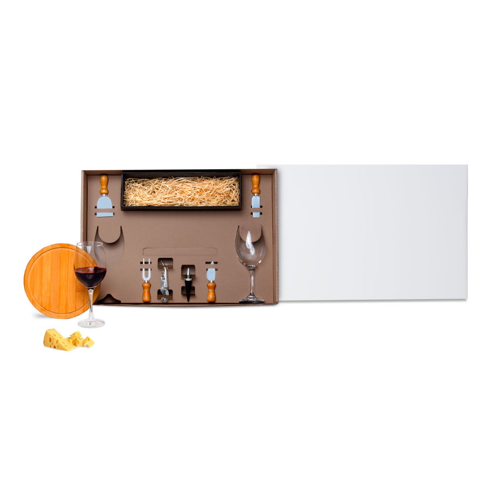 Kit Aniversário de Colaborador Personalizado Queijo 9 Peças  SMKT-90007-BCO-ADC Brindes Personalizados