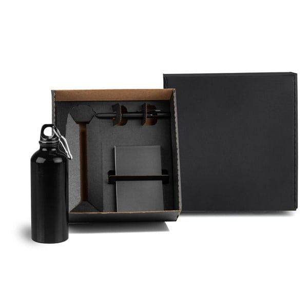 Kit Aniversário de Colaborador Personalizado Garrafa Caneta e Bloco 3 Peças SMKT-90235-ADC Brindes Personalizados
