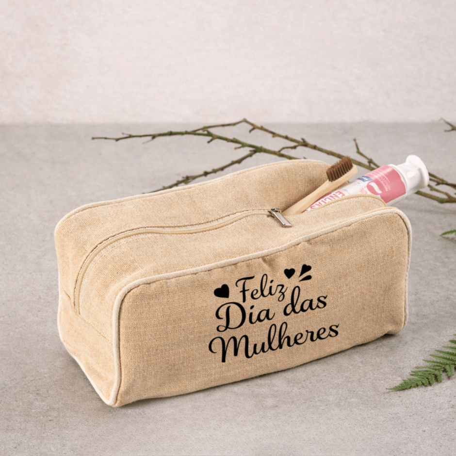 Brinde Dia Das Mães Personalizado Necessaire Algodão e Juta Sustentável SP92324-MAE Brindes Personalizados