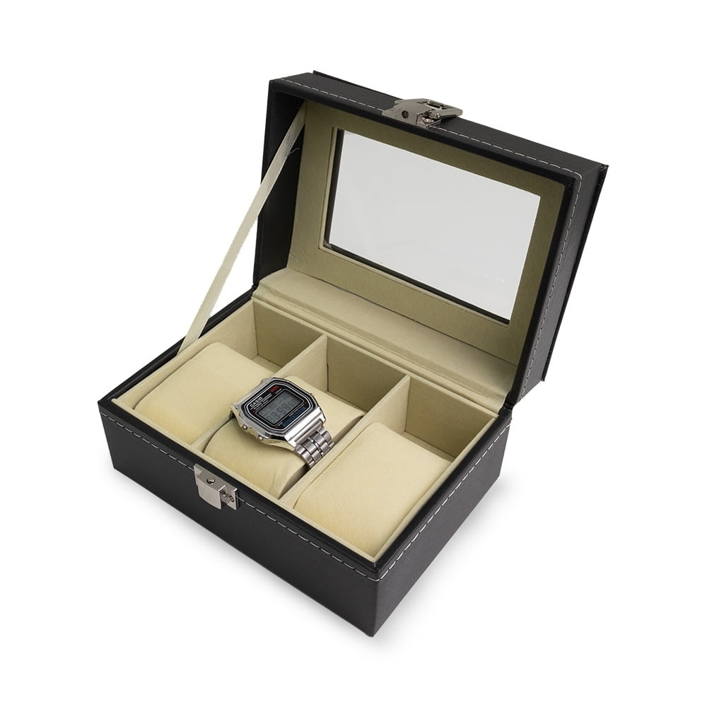 Porta Relógios Personalizado Couro Sintético Três Divisórias X15045 Brindes Personalizados