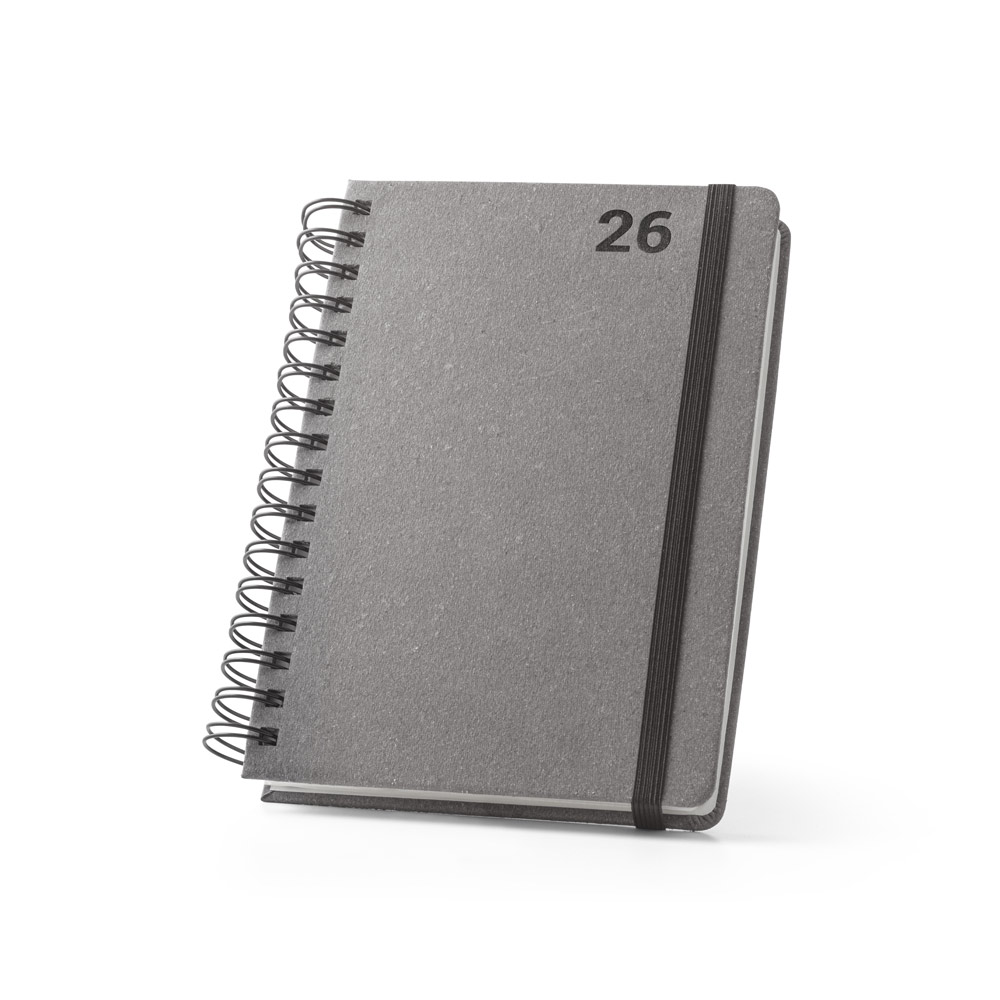 Agenda Personalizada 2026 A5 com Argolas em Pele Reciclada Plano Diário SP66215-26 Brindes Personalizados