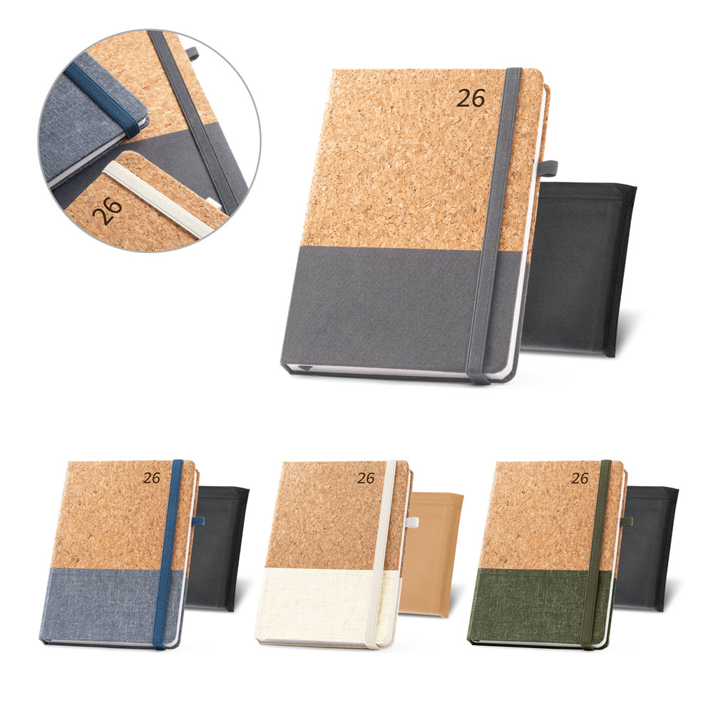 Agenda Personalizada 2026 B5 em Cortiça Plano Diário SP66199-26 Brindes Personalizados