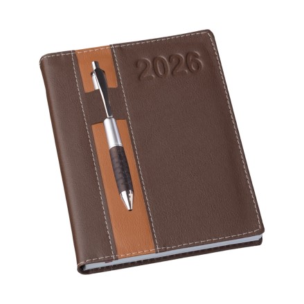 Agenda Personalizada 2026 Couro Sintético Marrom LU135L Brinde Personalizado