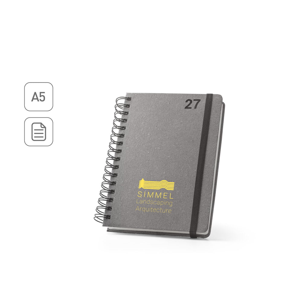 Agenda Personalizada 2027 A5 com Argolas em Pele Reciclada Diária SP66215
