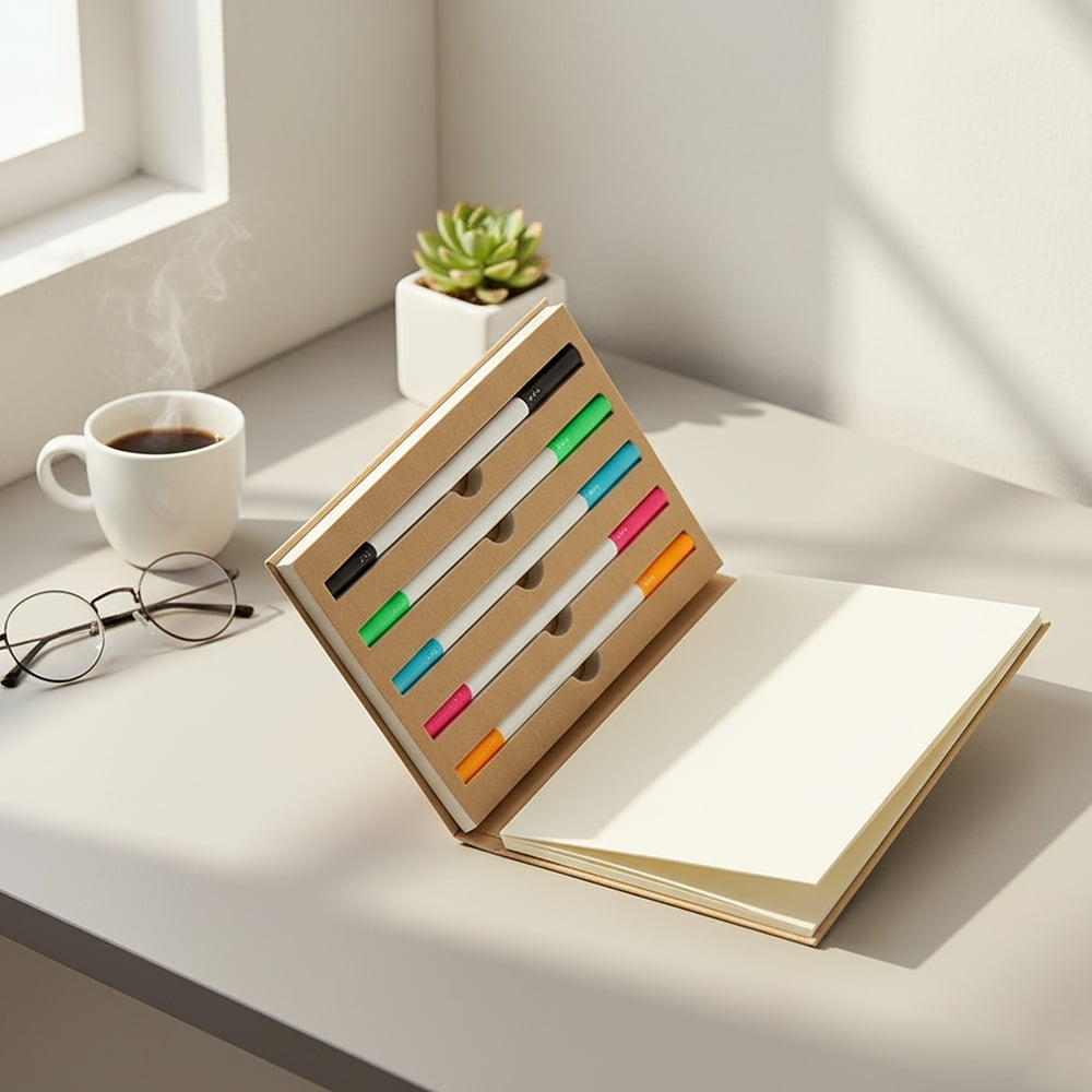 Bloco de Anotações Personalizado com 5 Canetas X19038 Brindes Personalizados