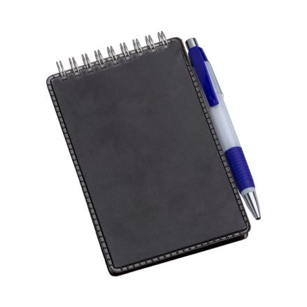 Caderneta de Anotações Personalizada Couro Ecológico Preta LU234L Brindes Personalizados