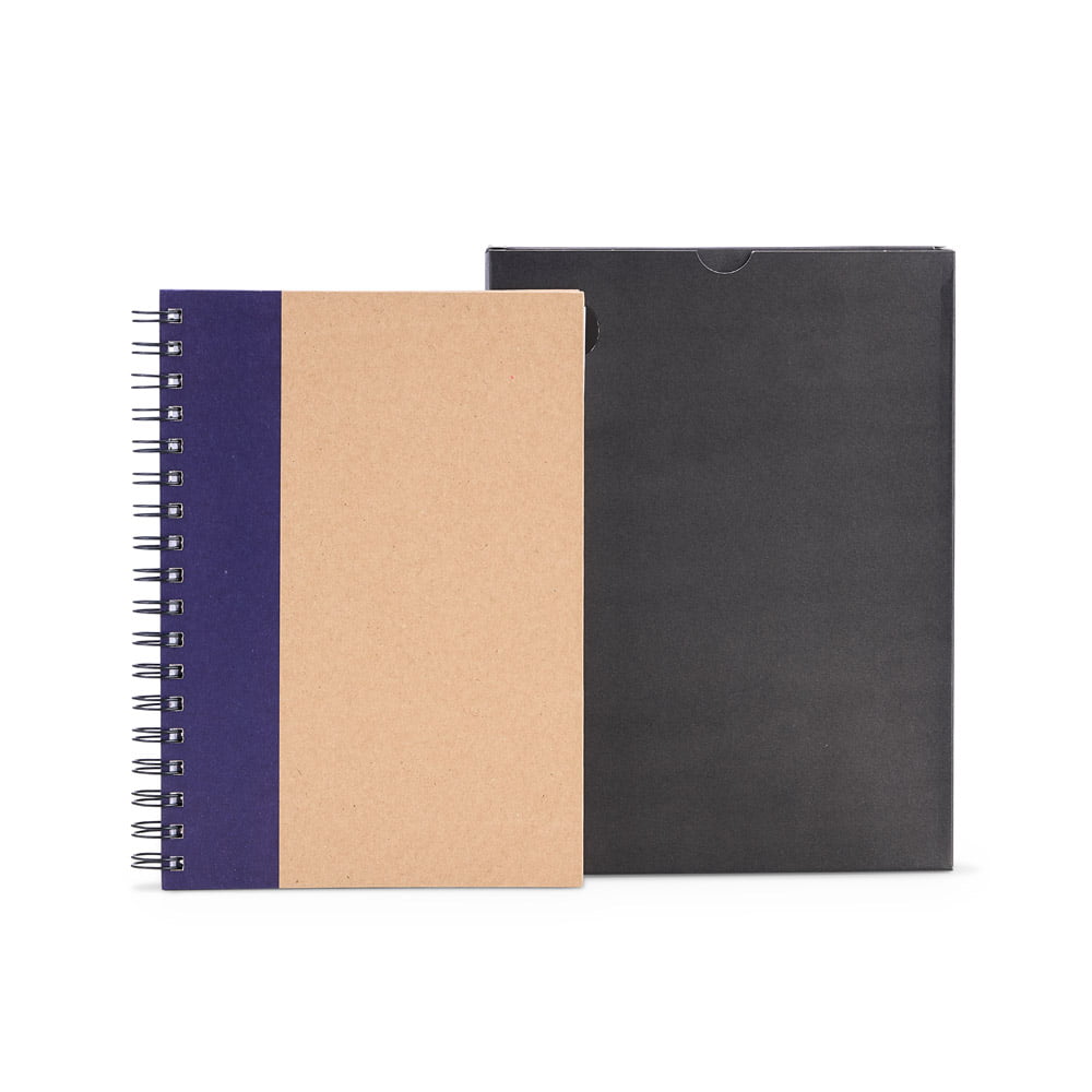 Caderno Personalizado Wire-O Bege/Azul SMLE-30643 Brinde Personalizado
