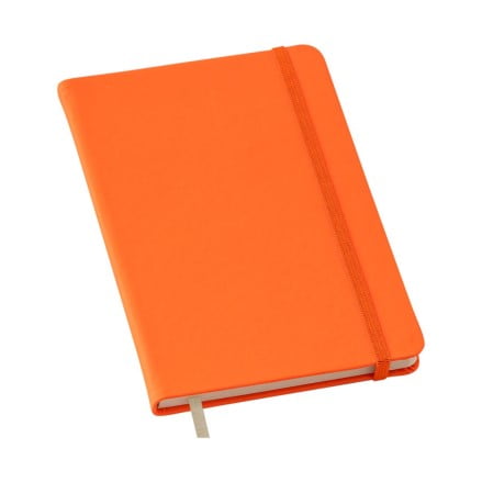 Moleskine Personalizado Couro Sintético Laranja Com Pauta LULG3659 Brinde Personalizado