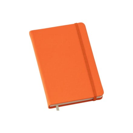 Moleskine Personalizado Couro Sintético Laranja Com Pauta LULG3686 Brinde Personalizado