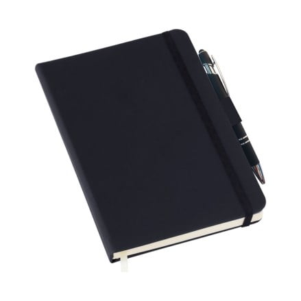 Moleskine Personalizado Couro Sintético Preto Com Pauta LULG3782 Brindes Personalizados