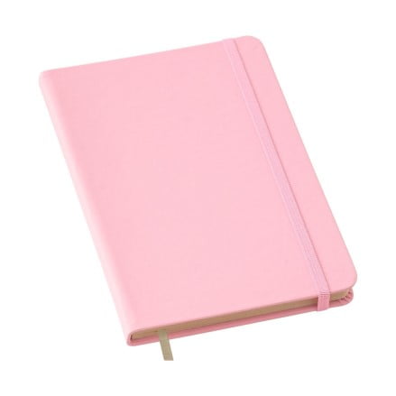 Moleskine Personalizado Couro Sintético Rosa Com Pauta LULG3660 Brinde Personalizado
