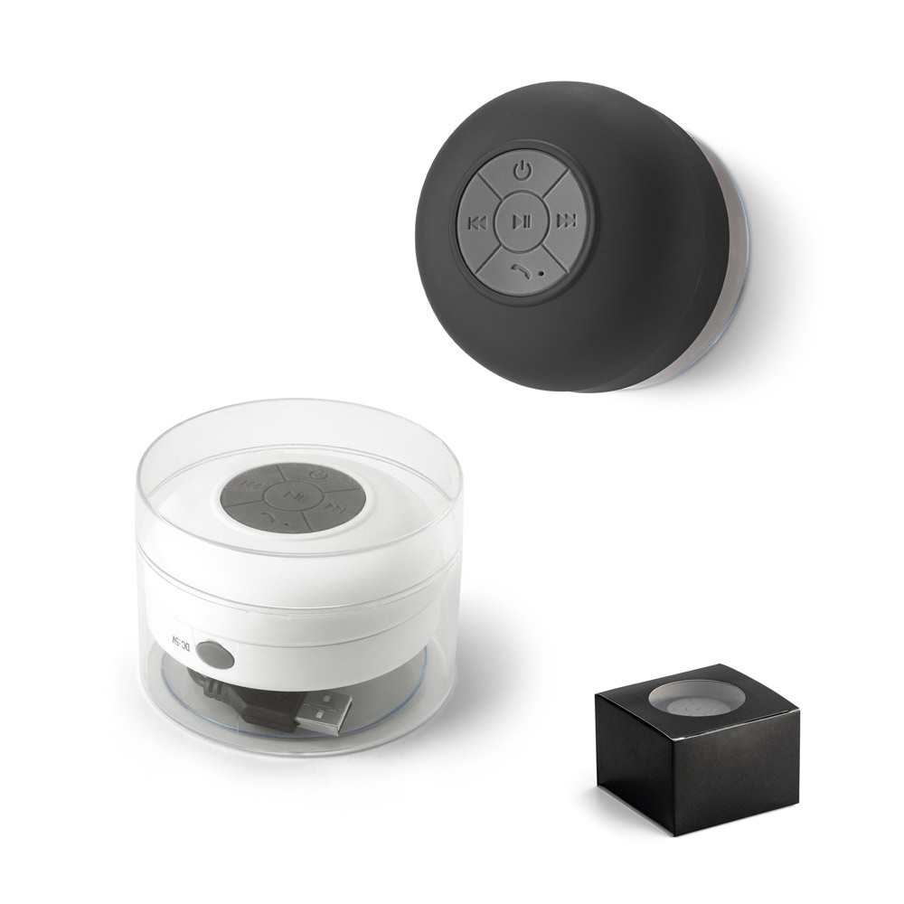 Caixa de Som Personalizada Emborrachado Com Ventosa SP97328 Bluetooth à prova de água  Brinde Personalizado
