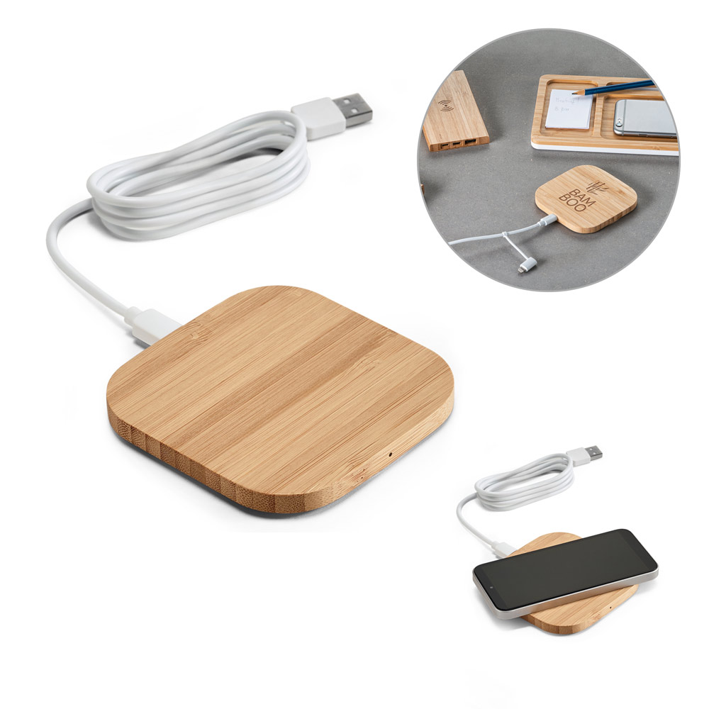 Carregador por Indução Personalizado Bambu Sustentável SP57910 Brinde Personalizado