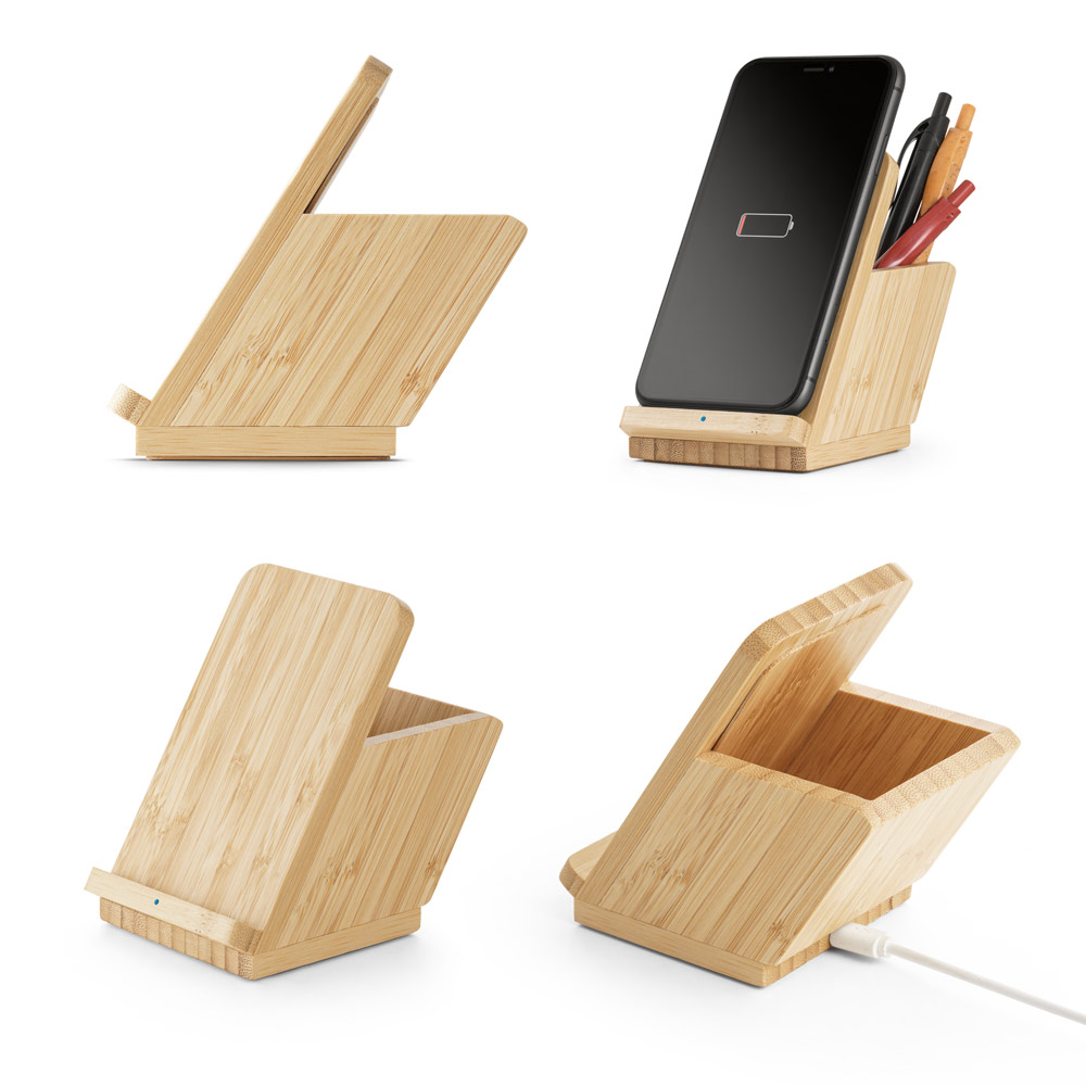 Carregador por Indução Personalizado Bambu Sustentável SP57940 Brindes Personalizados
