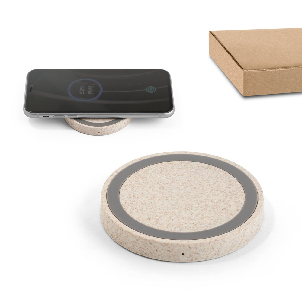 Carregador por Indução Personalizado Fibra de Palha de Trigo Sustentável SP57929 Brindes Personalizados