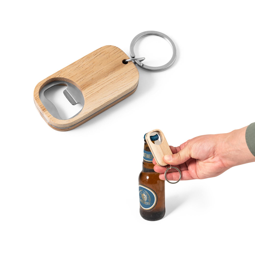 Abridor de Garrafas Personalizado Aço Inox e Bambu SP95081 Brindes Personalizados