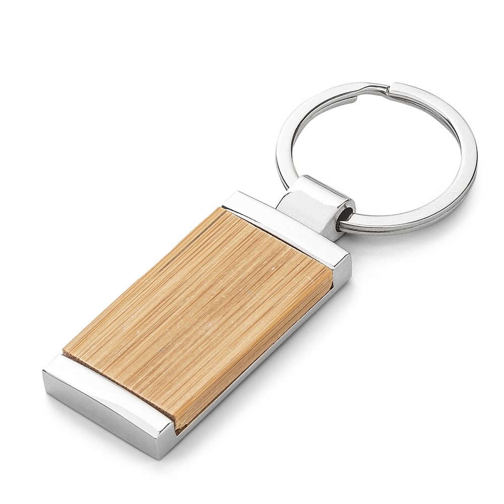 Chaveiro Personalizado Metal e Bambu ASICH7050 Brinde Personalizado