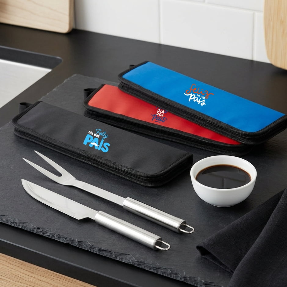 Brinde Presente Dia dos Pais Kit Churrasco Personalizado 2 Peças SP94136-PAI Estojo