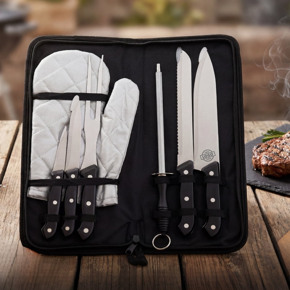 Brinde Presente dia dos Pais Kit Churrasco Personalizado Estojo de Nylon 7 Peças X12071-PAI