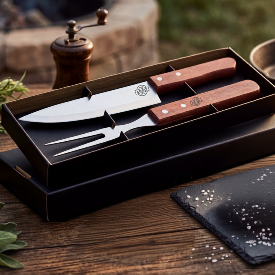 Brinde Presente dia dos Pais Kit Churrasco Personalizado Garfo e Faca Estojo 2 Peças X08139-PAI
