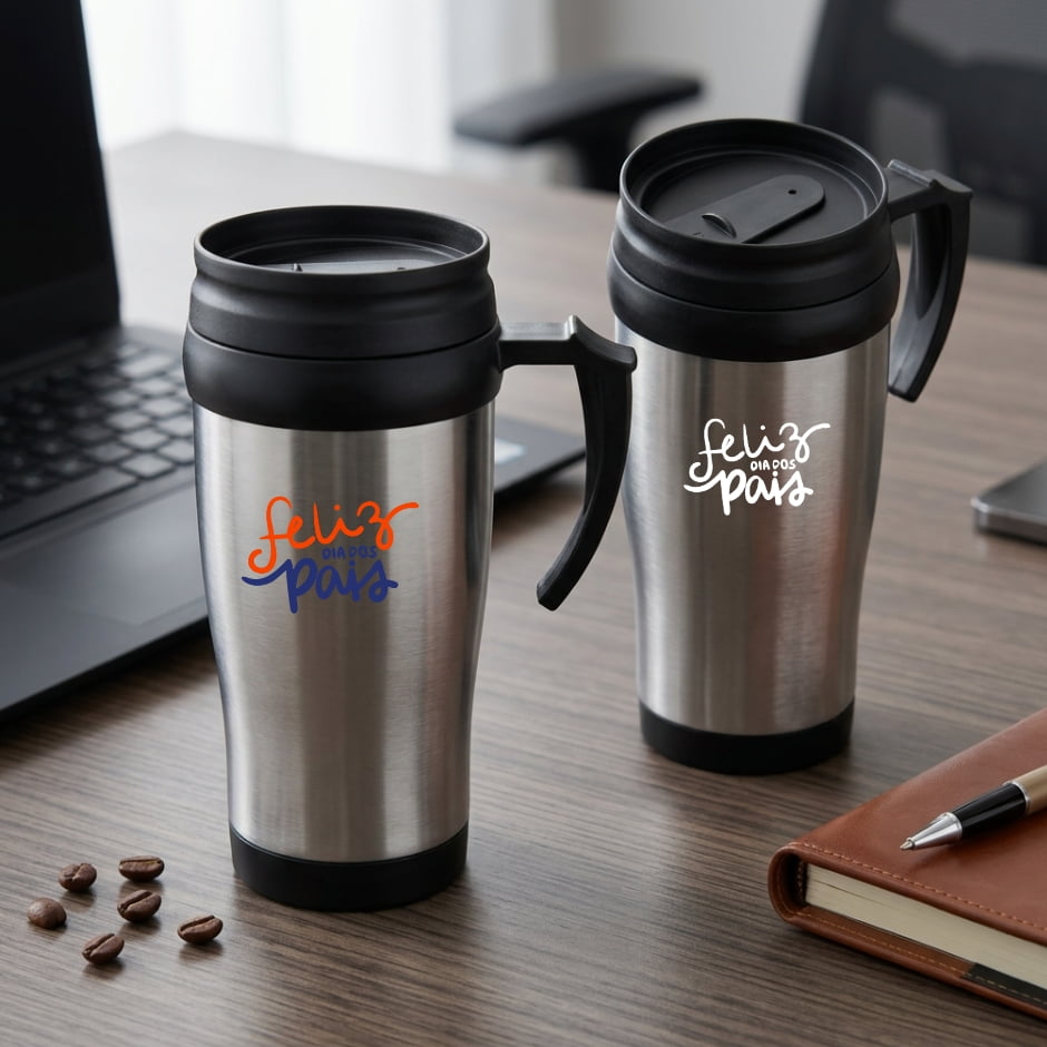 Brinde Presente Dia dos Pais Personalizado Caneca Inox 400 ML X03889 