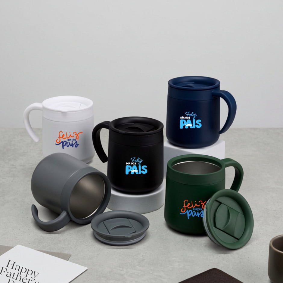 Brinde Presente Dia dos Pais Personalizado Caneca Térmica Inox 350 ML X18912 