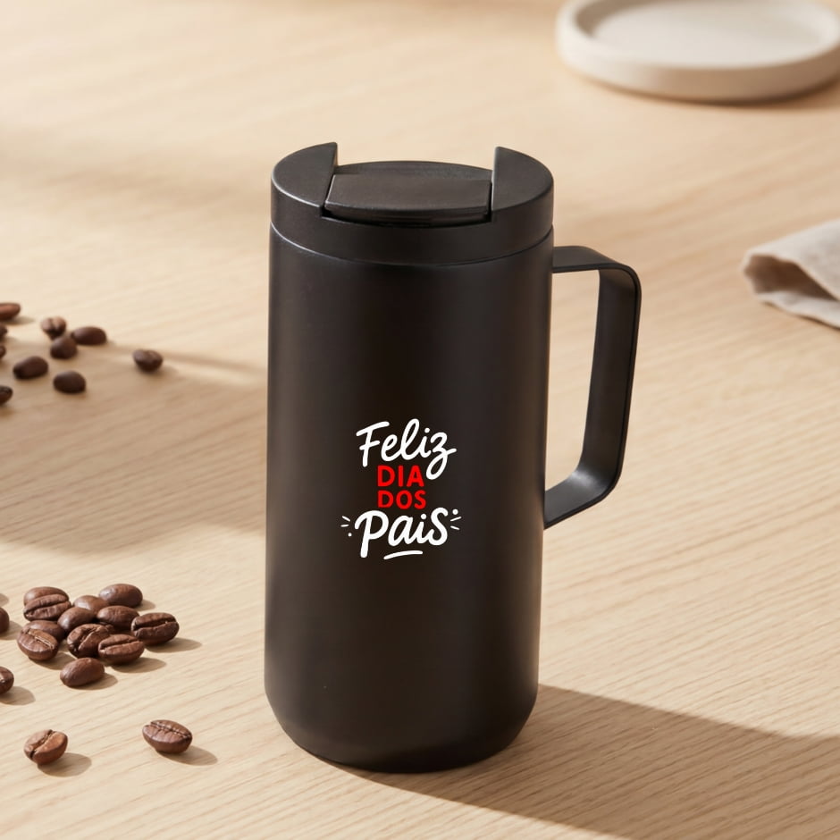 Brinde Presente Dia dos Pais Personalizado Caneca Térmica Inox 400 ML X04093