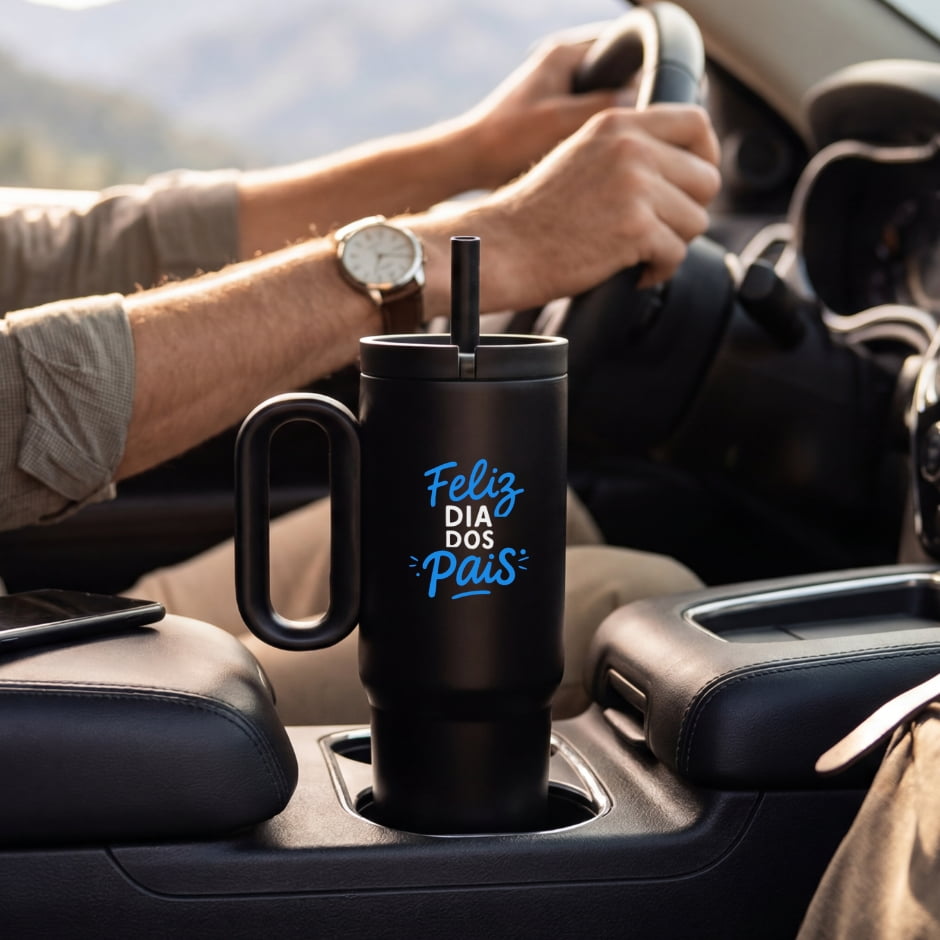 Brinde Presente Dia dos Pais Personalizado Caneca Térmica Inox 750 ML X08351 
