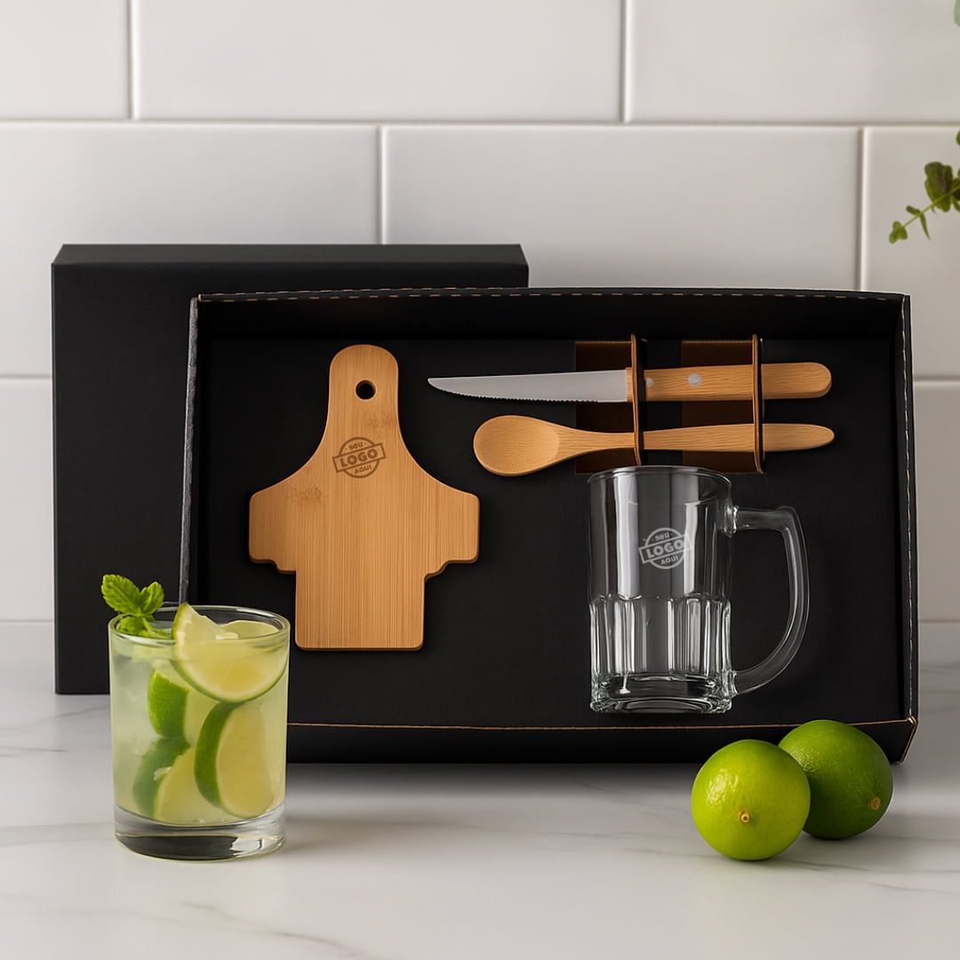 Brinde Presente Dia dos Pais Personalizado Kit Caipirinha Personalizada 4 Peças SMKE-00543-PAI