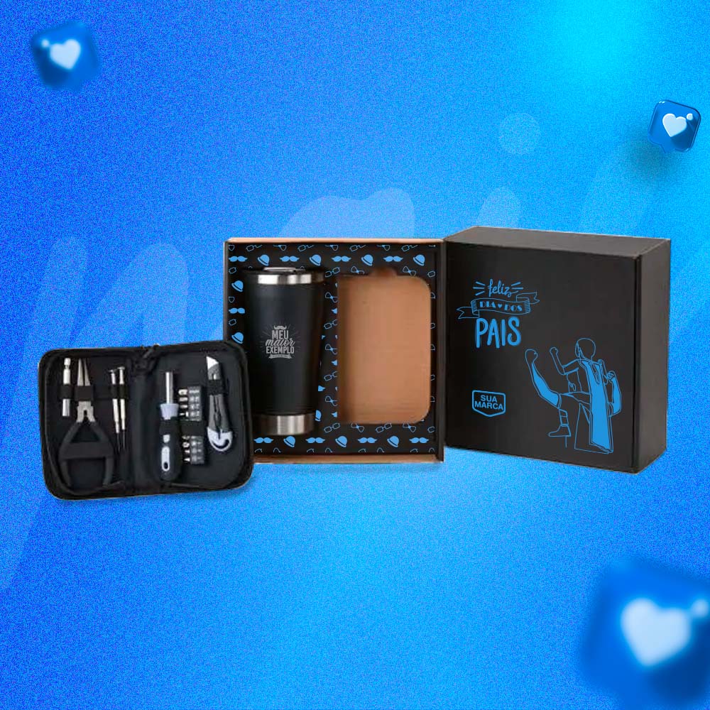 Brinde Presente Dia dos Pais Personalizado Kit Copo Térmico e Ferramentas SMKT-90406-PAI