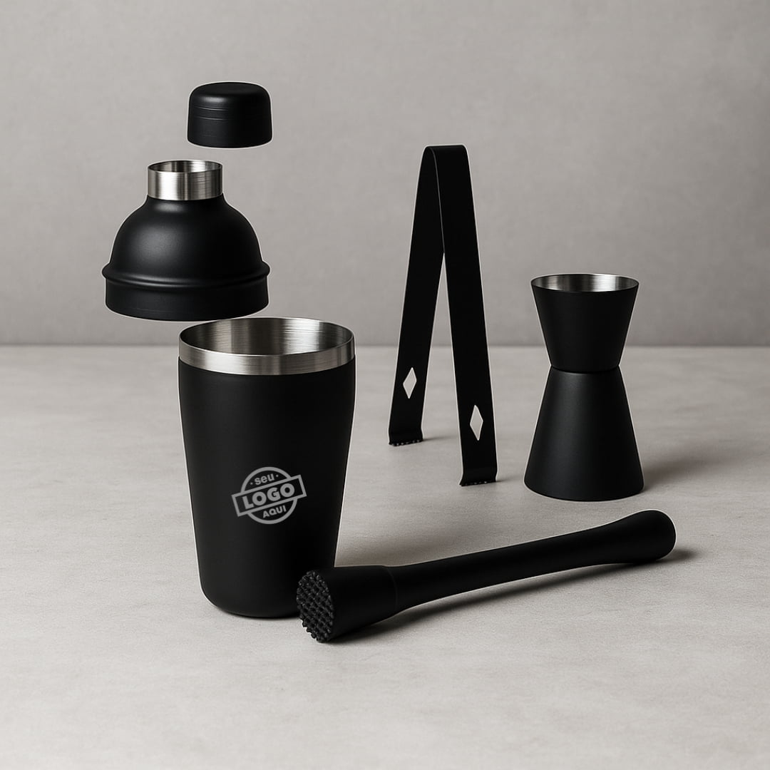 Brinde Presente Dia dos Pais Personalizado Kit Coqueteleira Personalizada Aço Inox 500 ML ASIKCQ100-PAI