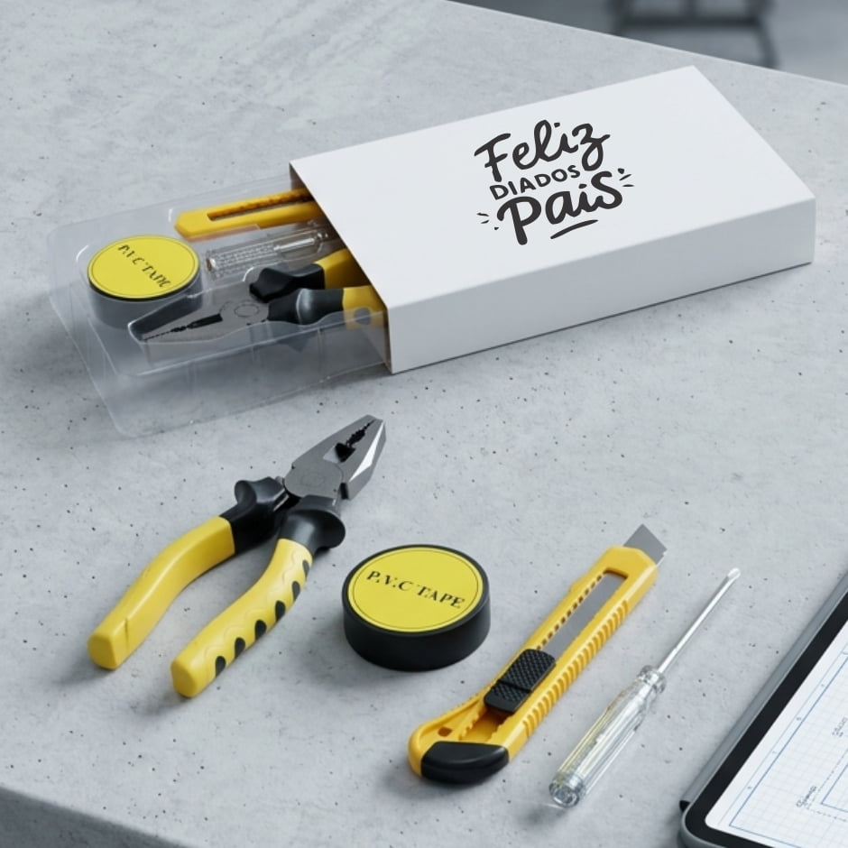 Brinde Presente Dia dos Pais Personalizado Kit Ferramenta 4 Peças X08401-PAI