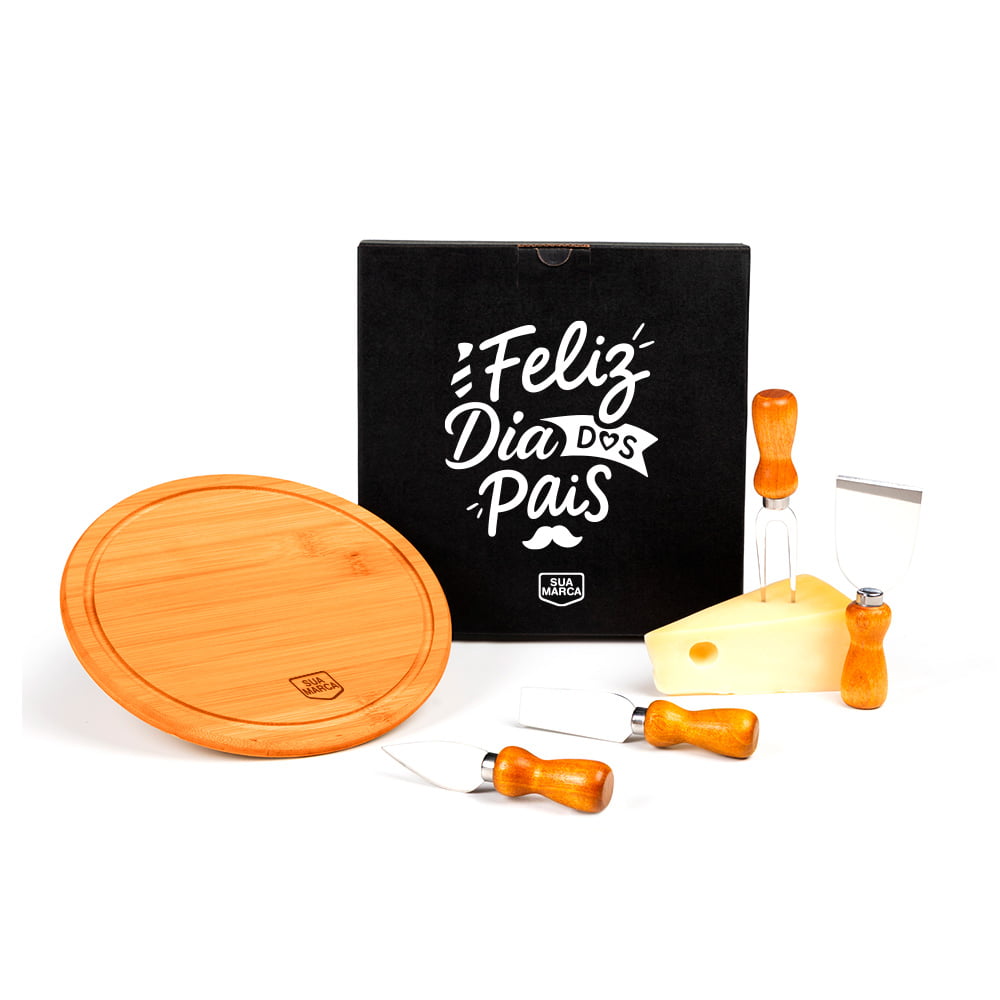 Brinde Presente Dia dos Pais Personalizado Kit Queijo 5 itens SMPD-15053-PAI