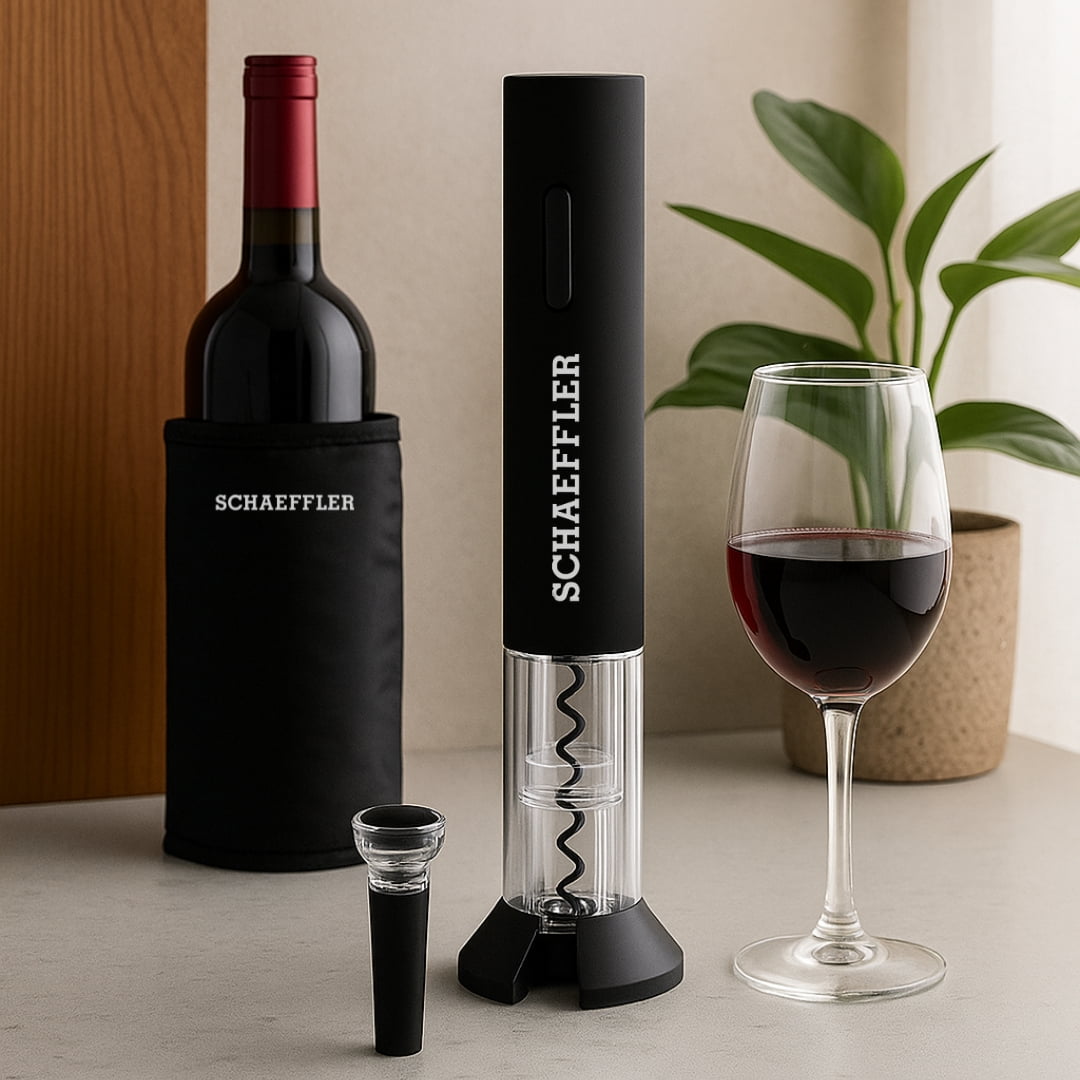 Brinde Presente Dia dos Pais Personalizado Kit Vinho Personalizado Saca Rolhas Elétrico Corta Cápsulas, Rolha a vácuo e Salva-Gotas SP94248-PAI
