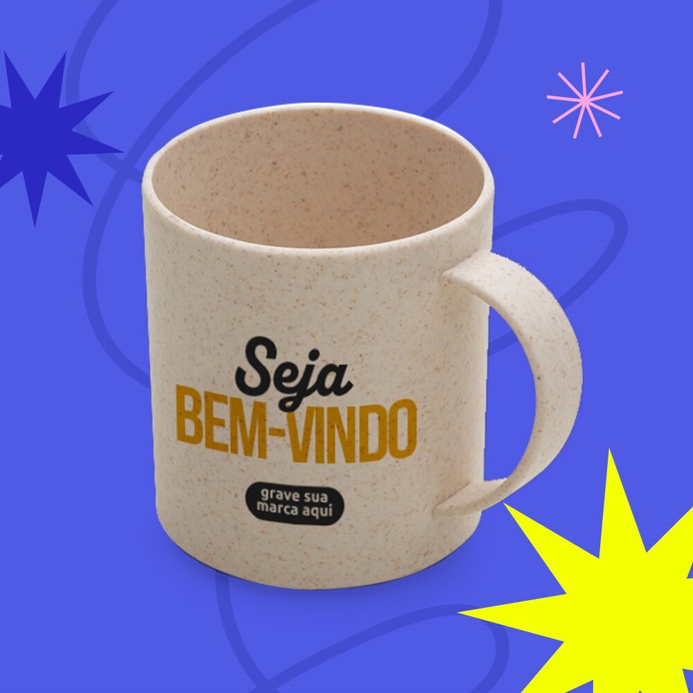 Boas Vindas Caneca Personalizada Fibra de Bambu 350 ML SMIC-01350-BV Brinde Personalizado