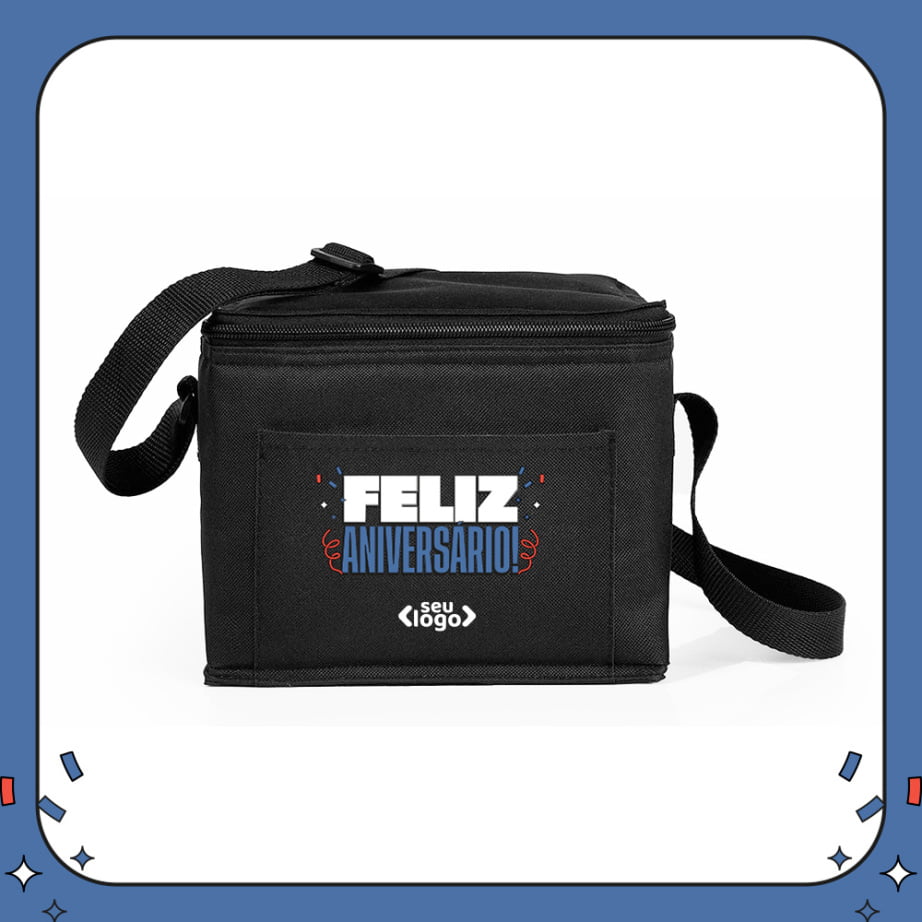 Brinde Aniversário de Colaborador Bolsa Térmica Personalizada Poliéster 600D 4L SMMA-15121-ADC Brindes Personalizados