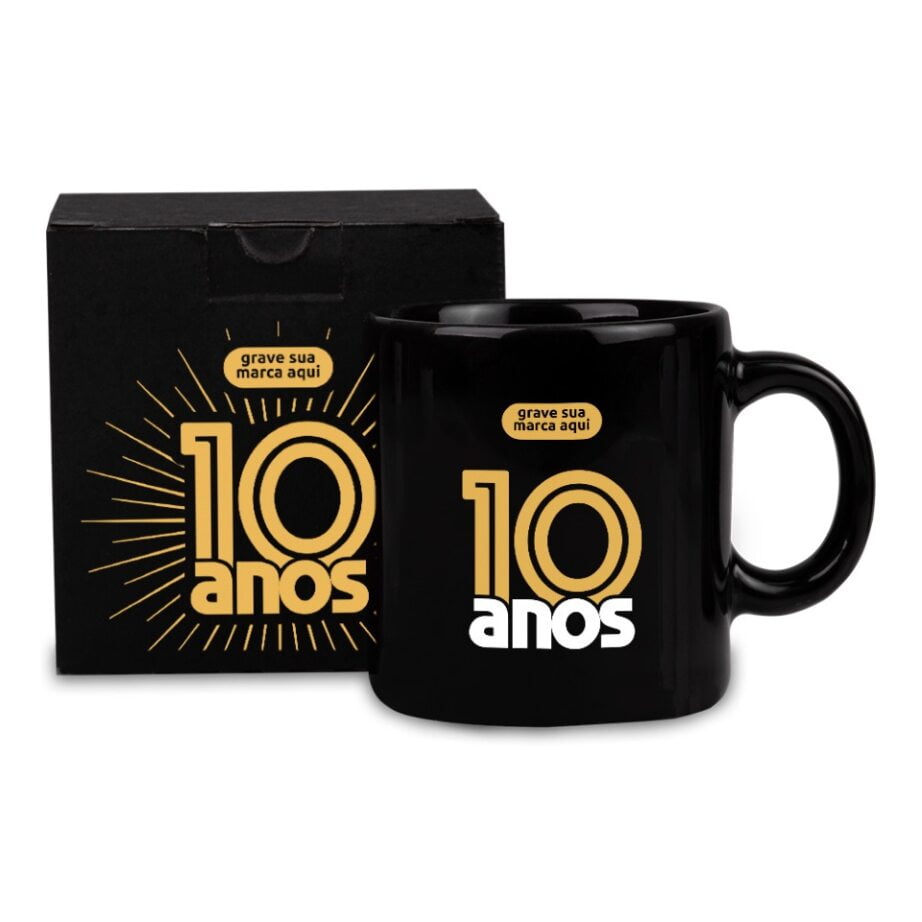 Brinde Aniversário de Empresa Personalizado Caneca Cerâmica 270 ML SMCO-41271-ADE Brinde Personalizado