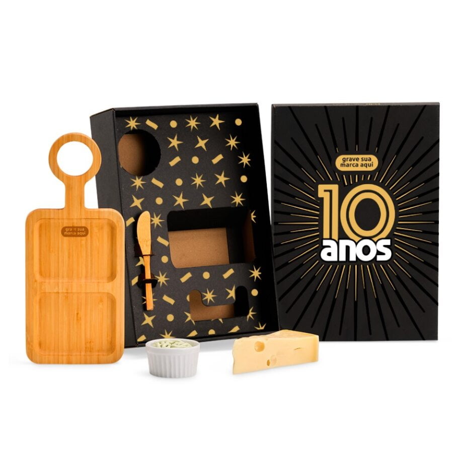 Brinde Aniversário de Empresa Personalizado Kit Petisco Bambu 3 Peças SMKT-90476-ADE Brinde Personalizado