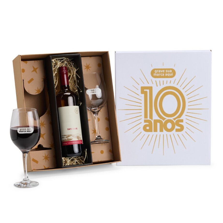 Brinde Aniversário de Empresa Personalizado Kit Taças Vidro 490 ML SMVI-18612-ADE Brindes Personalizados