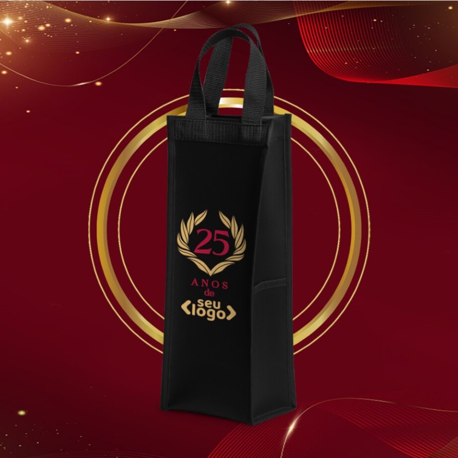 Brinde de Tempo de Casa Colaborador Personalizado Porta Vinho Corvim Preto SMPV-03001-TDCC Brinde Personalizado