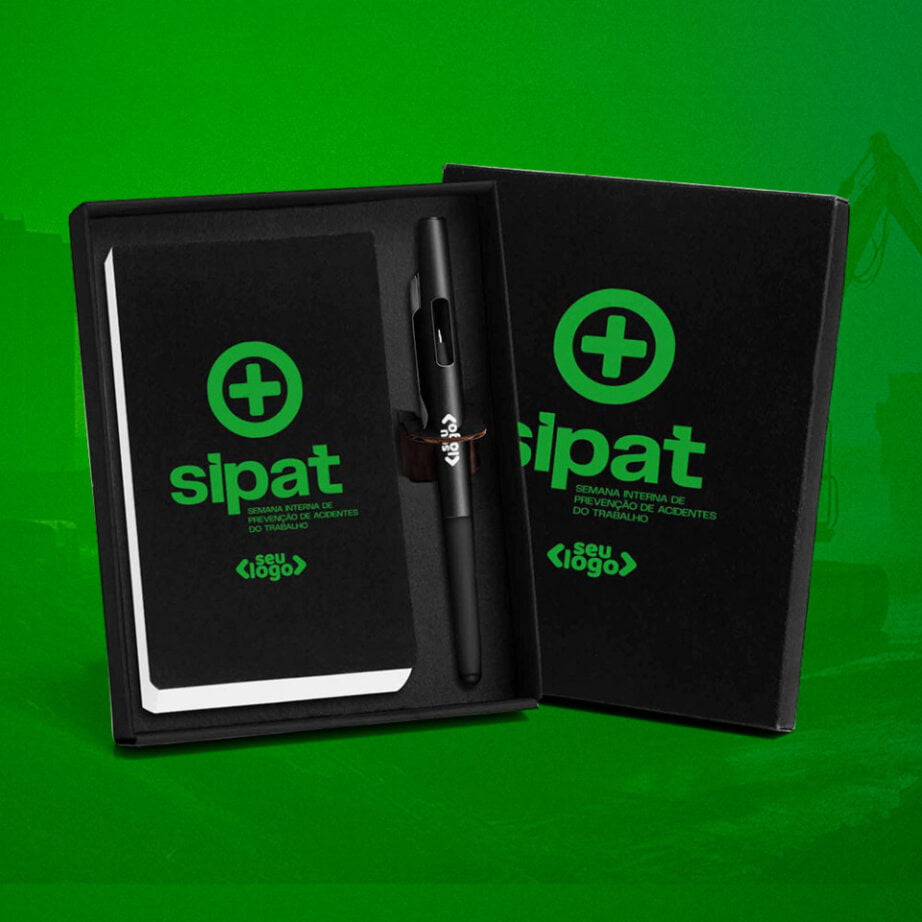 Brinde SIPAT Personalizado Bloco de Anotações com Caneta SMLE-3273C-SIPAT Brindes Personalizados