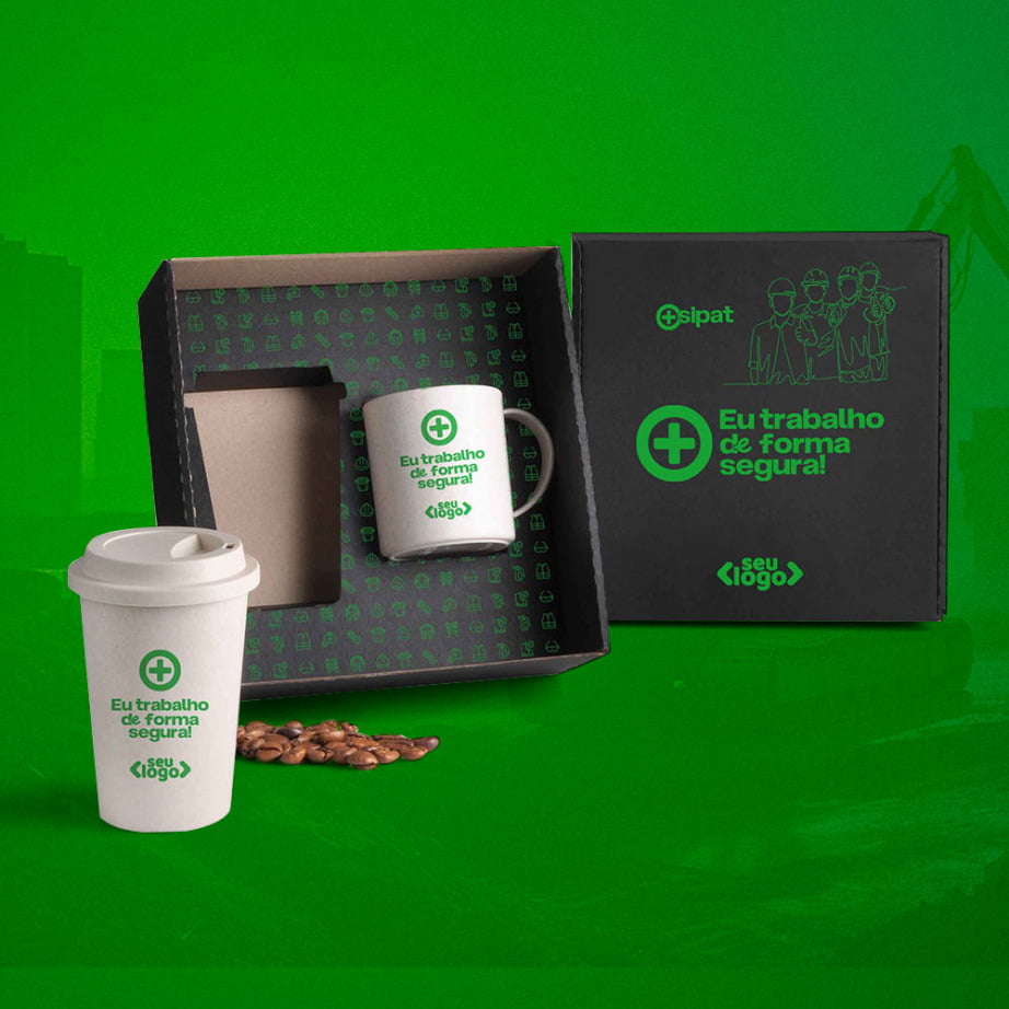 Brinde SIPAT Personalizado Kit Copo e Caneca Bambu SMKT-90160-SIPAT Brindes Personalizados