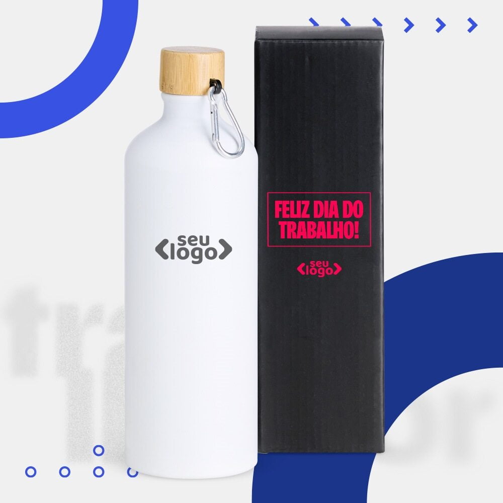 Dia do Trabalho Personalizado Garrafa em Alumínio 1L SMAS-01900-TRB Brinde Personalizado