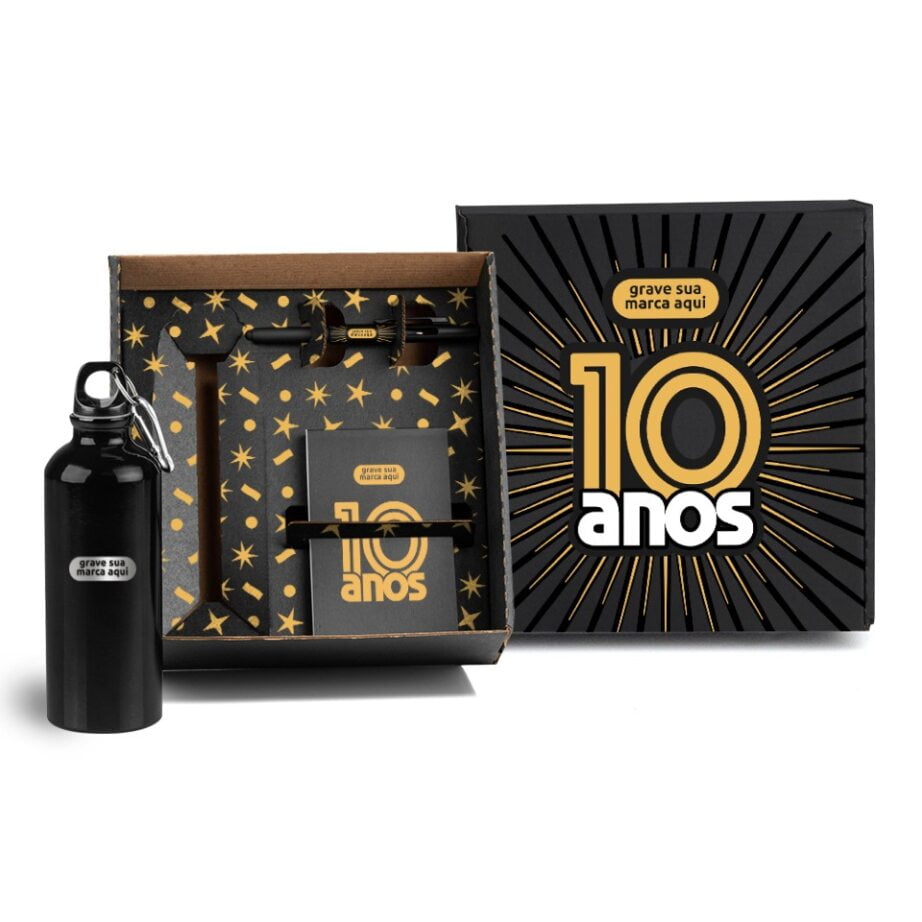 Brinde Aniversário de Empresa Personalizado Kit Garrafa Caneta e Bloco 3 Peças SMKT-90235-ADE Brinde Personalizado