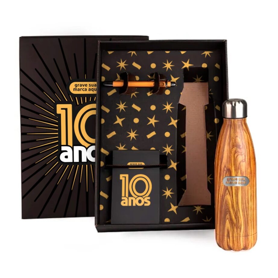 Brinde Aniversário de Empresa Personalizado Kit Garrafa e Acessórios SMKT-9038E-ADE Brindes Personalizados