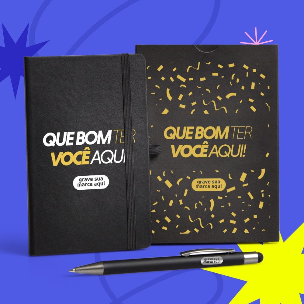 Kit Boas Vindas Personalizado Caderneta com Caneta SMLE-31871-BV Brindes Personalizados