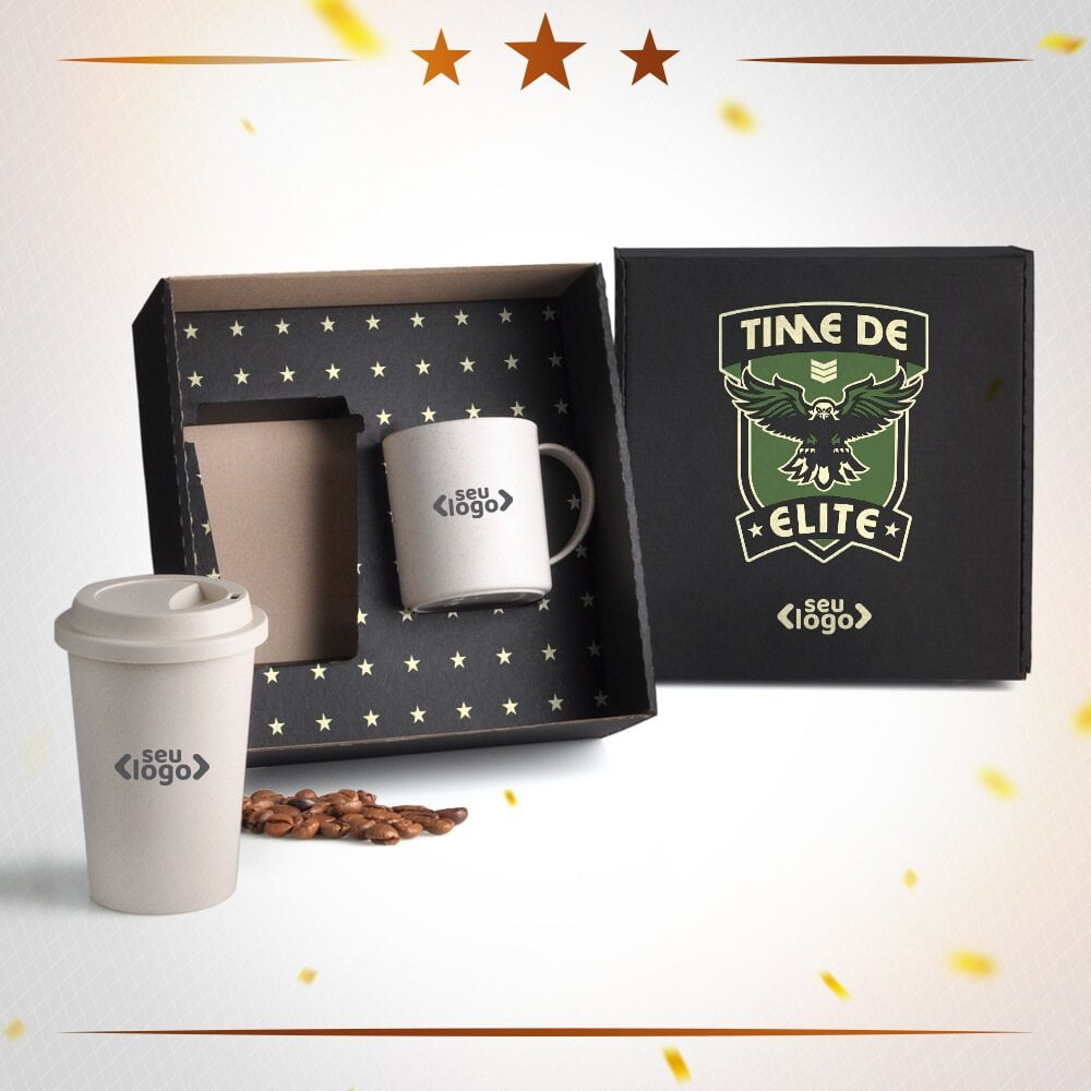 Kit Premiação ao Colaborador Personalizado Copo e Caneca Bambu SMKT-90160-PCL Brindes Personalizados