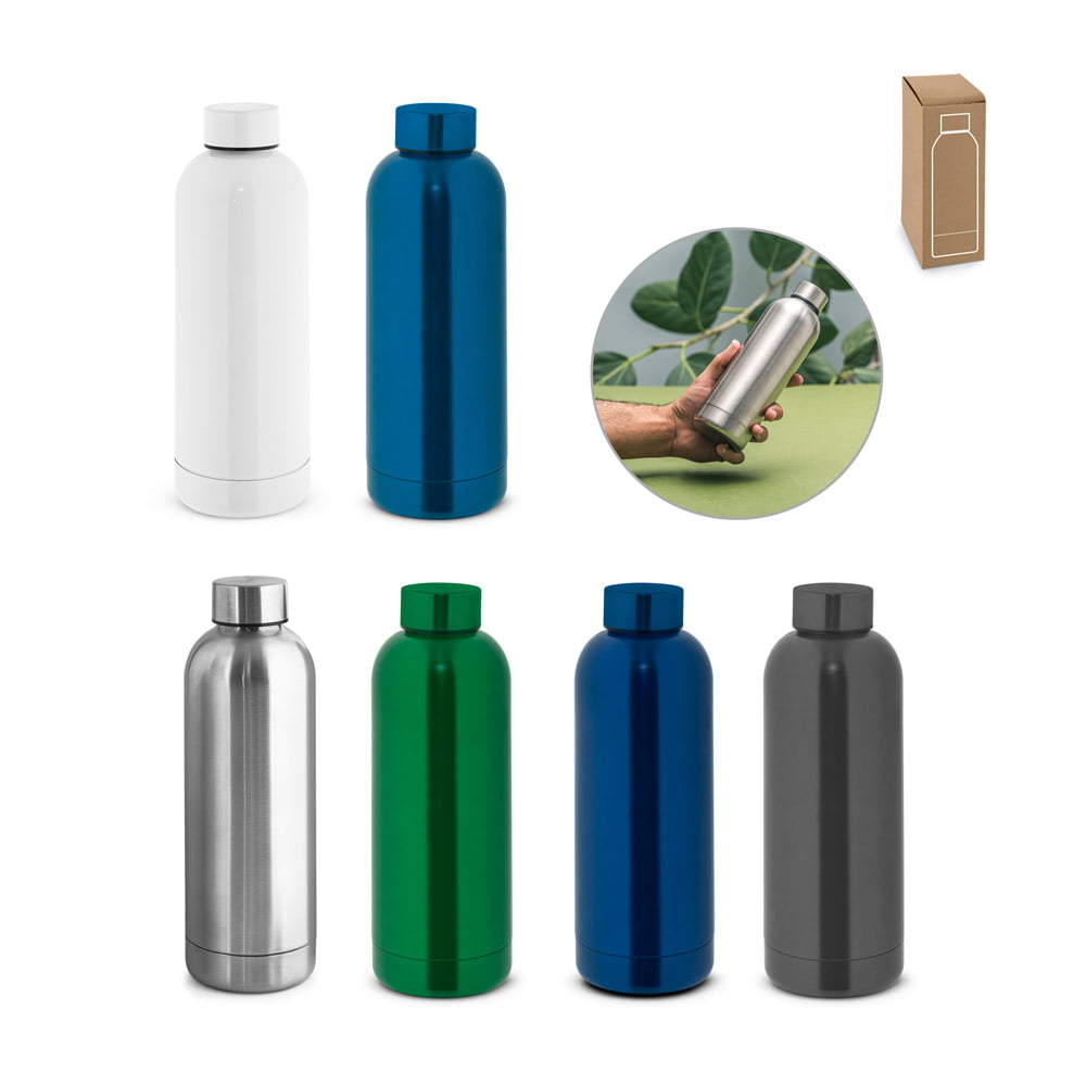 25 Squeezes Térmico Aço Inox 90% Reciclado 550 ml Brinde Personalizado Sustentável