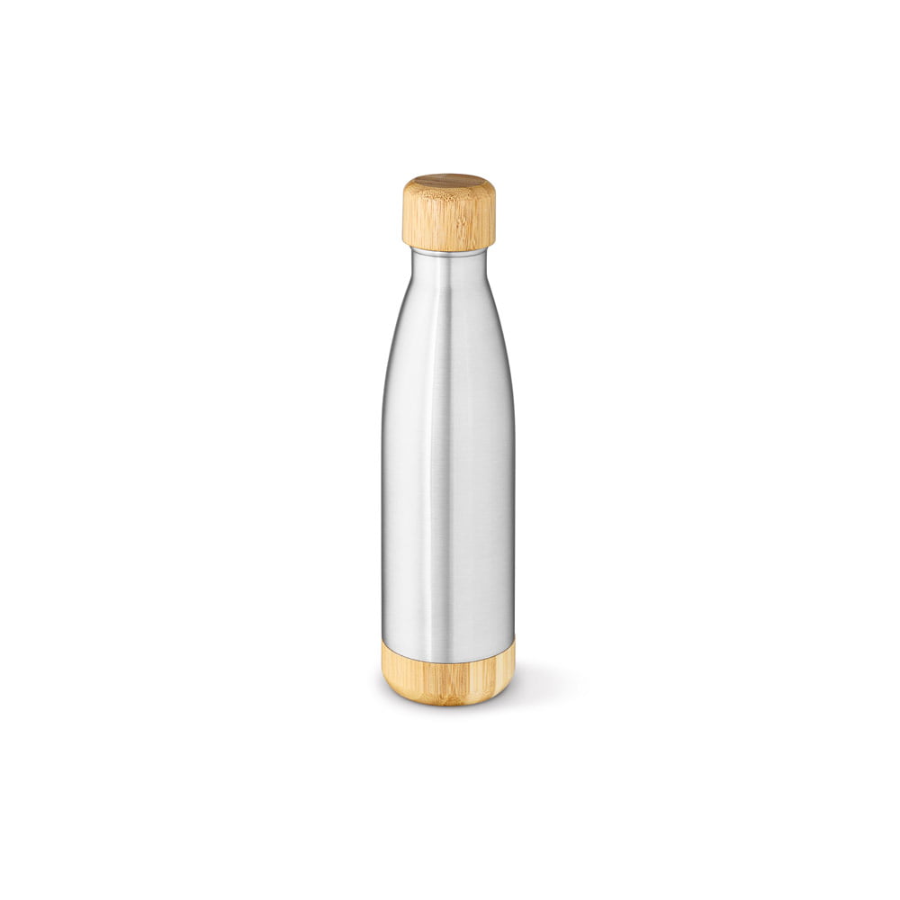 Squeeze Garrafa Térmica Sustentável 550 ml Aço Inox e Tampa Bambu Brindes Personalizados Bebidas Quentes e Frias
